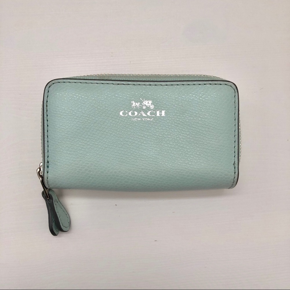 Coach mint green mini wallet/card holder